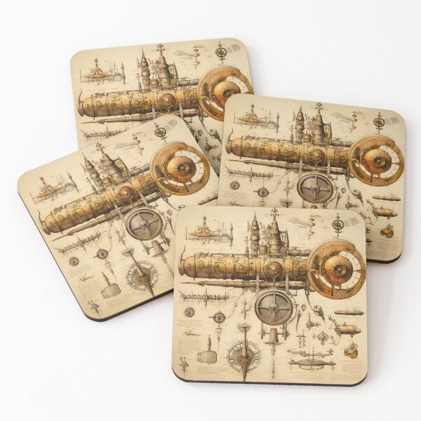 Item preview, Steampunk Drawing Ancient Manuscript designed and sold by BrandonArtWorld.