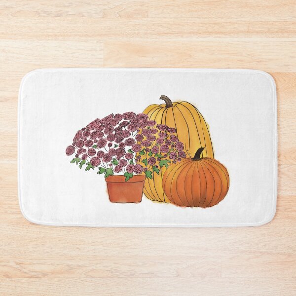 Item preview, Pumpkins and Mums Watercolor and Ink  designed and sold by DesignsByVK.