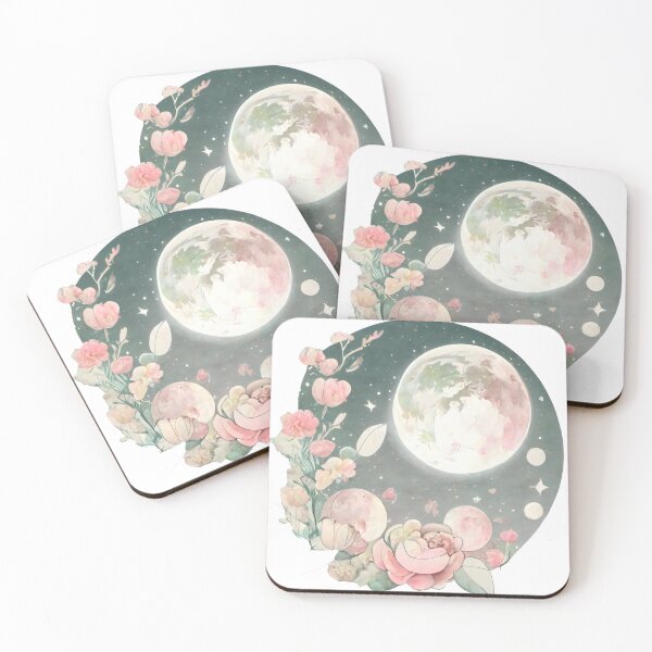 Item preview, Full Moon Lunar Phases Space Stars Flowers Nature Celestial designed and sold by farhanhafeez.