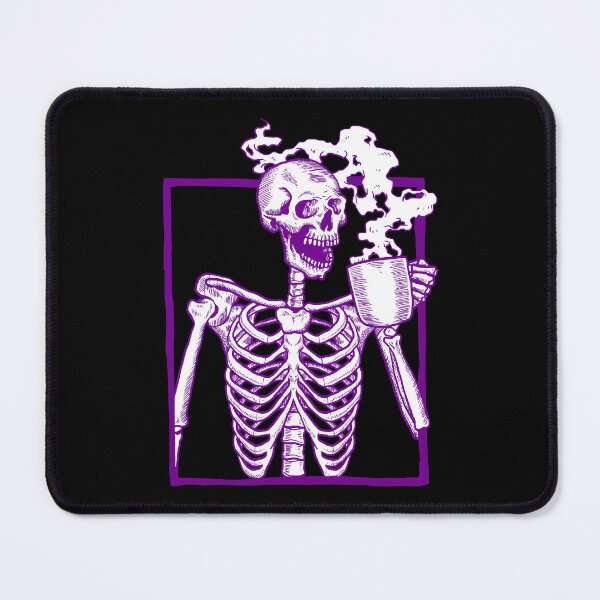 Item preview, halloween coffee drinking skeleton purple designed and sold by Gossip Rag.