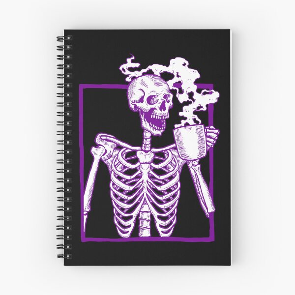Item preview, halloween coffee drinking skeleton purple designed and sold by Gossip Rag.