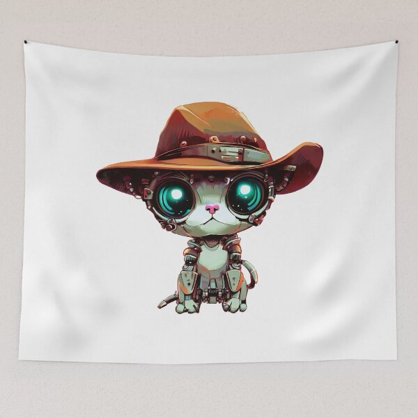 Item preview, Robo-Cat Wearing A Fedora! designed and sold by kukamatsu.