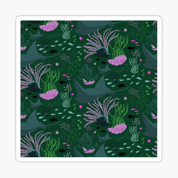 Coral Reef Under the Sea - Green Sticker