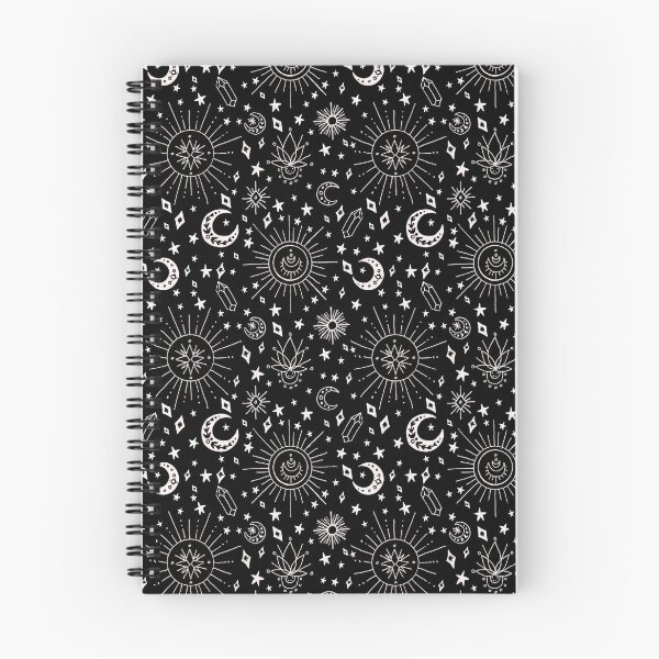 Item preview, Mystical symbols pattern - white on black designed and sold by Carrot Faery Art.