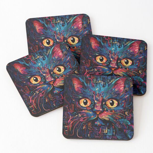 Item preview, Techno Cat, Cyber Cat, Pysco Cat, Synthwave Design designed and sold by Rroliver.