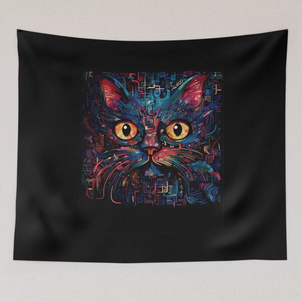 Item preview, Techno Cat, Cyber Cat, Pysco Cat, Synthwave Design designed and sold by Rroliver.