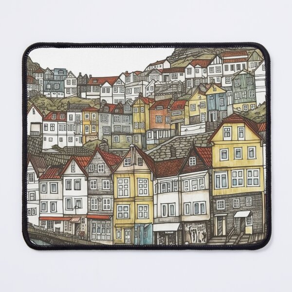 Item preview, Faroe Islands city drawing designed and sold by ComicsFactory.