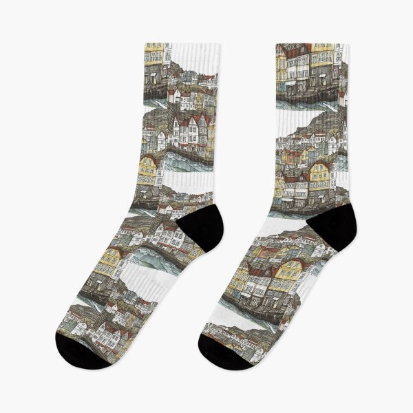Item preview, Faroe Islands city drawing designed and sold by ComicsFactory.