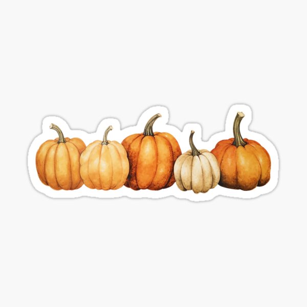 Item preview, Watercolour Halloween Pumpkins in a row designed and sold by Brooke Drake Co..