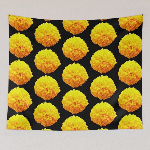 Item preview, Sunny Marigold - black background designed and sold by Louise-Mae.