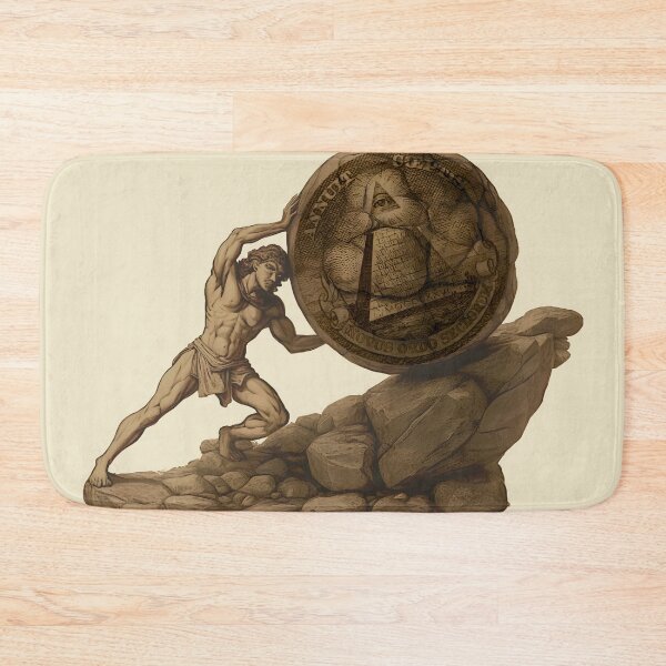 Item preview, Sisyphus Pushing Eye of Providence Masonic Pyramid Boulder designed and sold by ChefTonyArt.