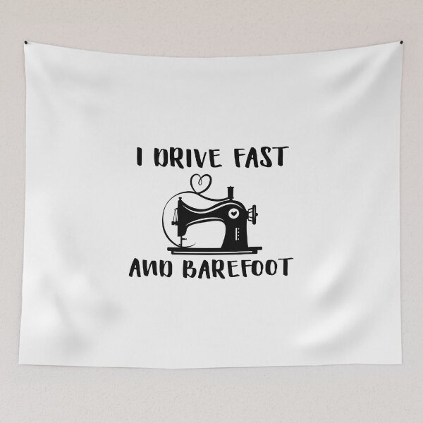 Item preview, I drive fast and barefoot - Funny Tailor shirt designed and sold by DesignsbyTin.