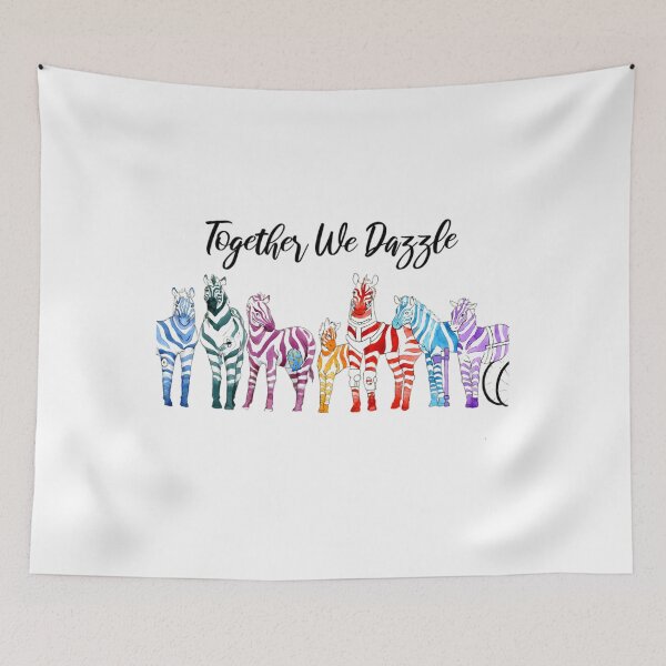 Item preview, Together We Dazzle Rainbow Zebras 	 	 designed and sold by yvawdaqhkzu7.