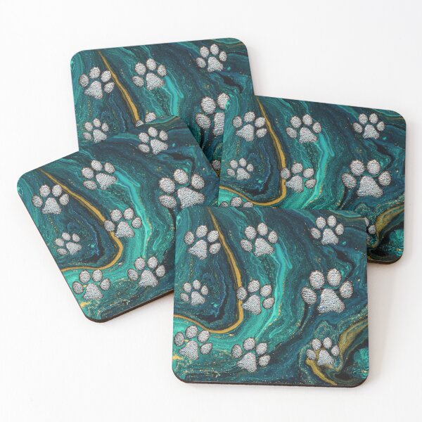Item preview, Paw Prints of Diamonds on Green Gold Marble designed and sold by RachelRebel.