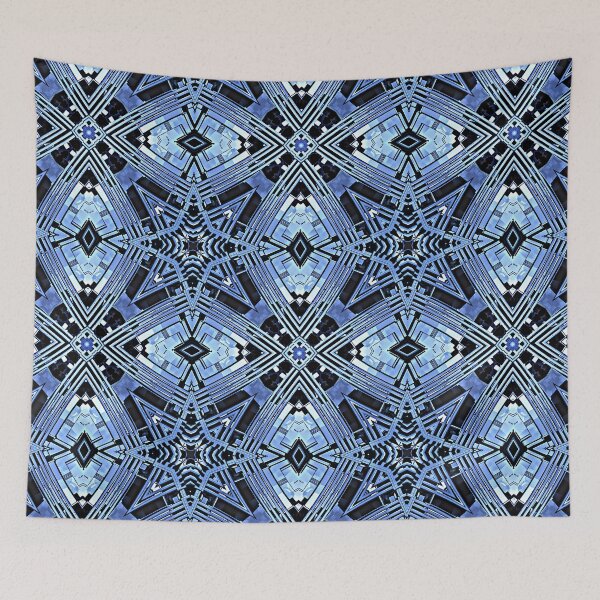 Item preview, Blue metal abstract geometric pattern designed and sold by YPSimon.