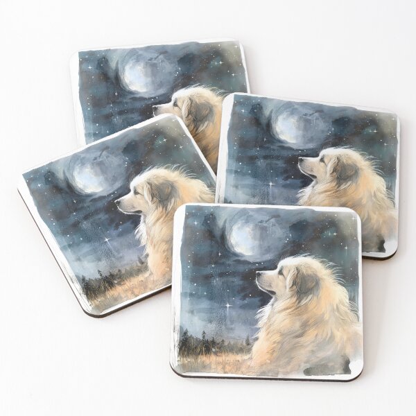Item preview, Watercolor Great Pyrenees Gazing at The Moon & Stars designed and sold by Appyrances.