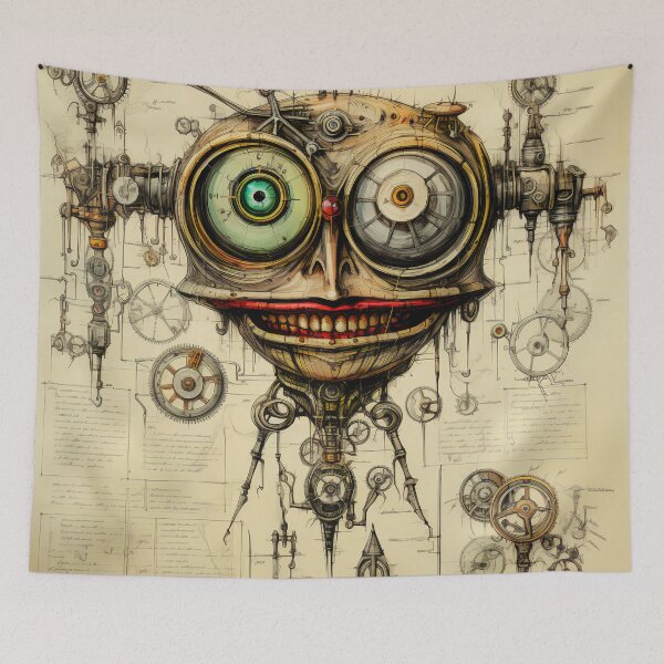 Item preview, Steampunk Drawing Ancient Manuscript designed and sold by BrandonArtWorld.