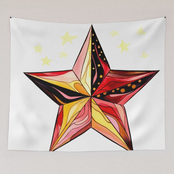 Item preview, Star Design Burgundy, pink, ivory, gold, black 2 designed and sold by Highlandkings.