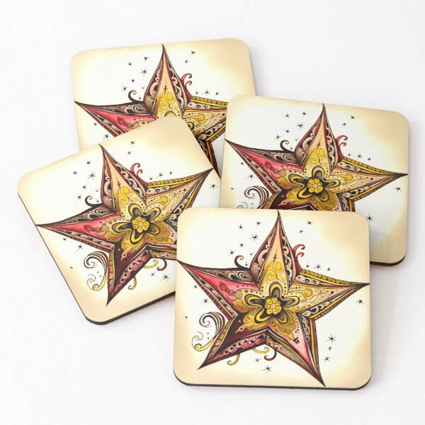 Item preview, Star Design Burgundy, pink, ivory, gold, black 4 designed and sold by Highlandkings.