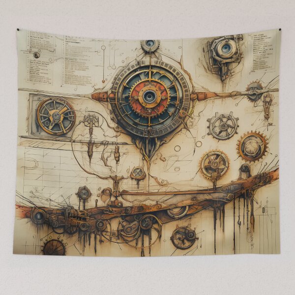 Item preview, Steampunk Drawing Ancient Manuscript designed and sold by BrandonArtWorld.