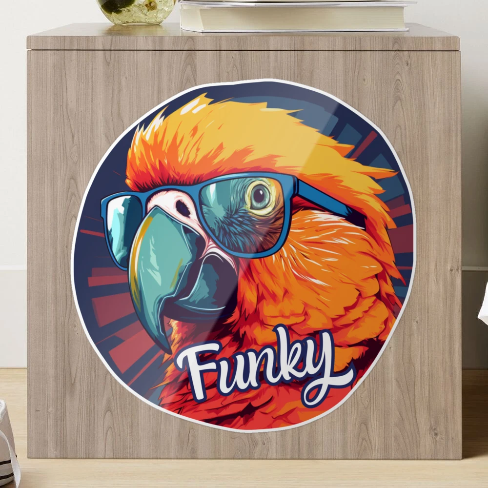 Funky Parrot With Sunglasses Design Sticker for Sale by AerinDigital |  Redbubble