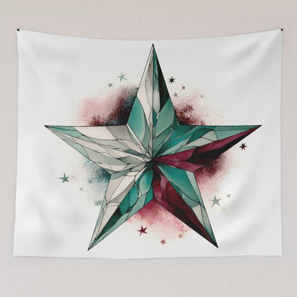 Item preview, Star Design Burgundy, teal, gray, white, silver 2 designed and sold by Highlandkings.