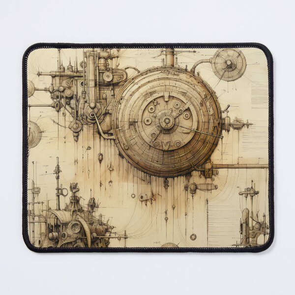 Item preview, Steampunk Drawing Ancient Manuscript designed and sold by BrandonArtWorld.