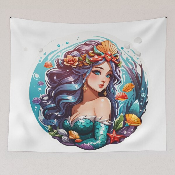 Item preview, Beautiful Cartoon Shell Mermaid  designed and sold by SirenasWorld.