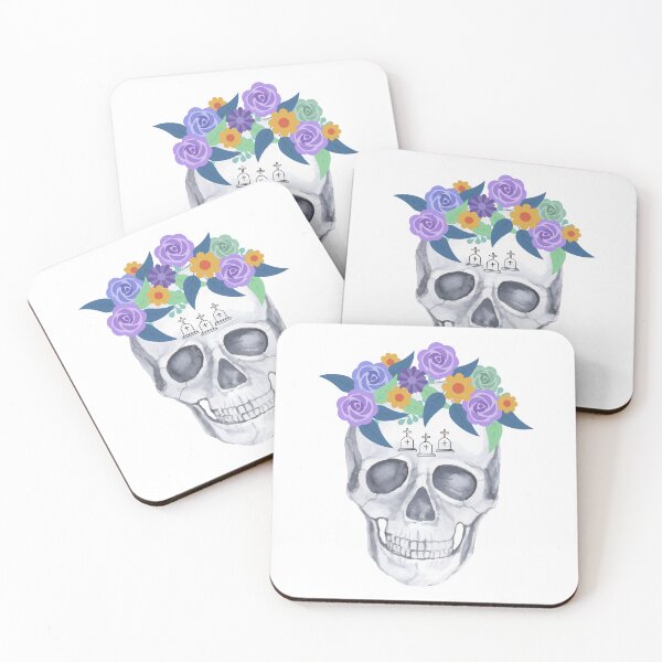 Item preview, Floral skull, death, watercolor flowers designed and sold by ArtCornerStudio.
