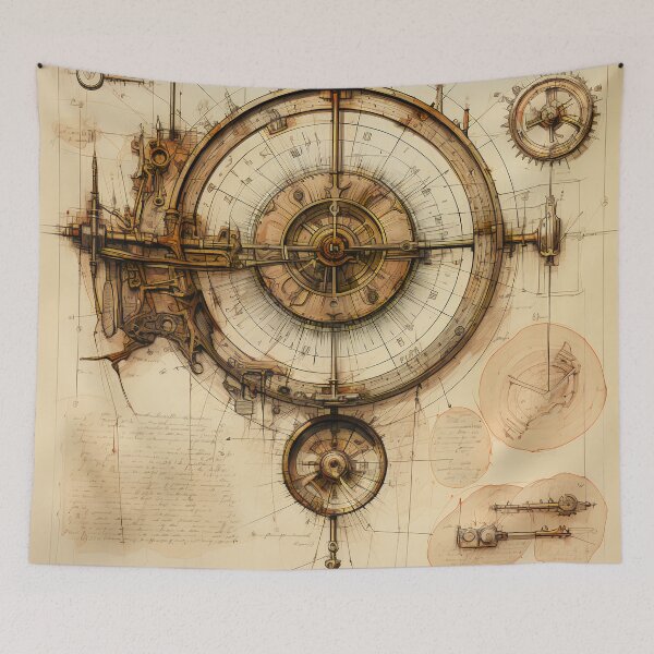 Item preview, Steampunk Drawing Ancient Manuscript designed and sold by BrandonArtWorld.