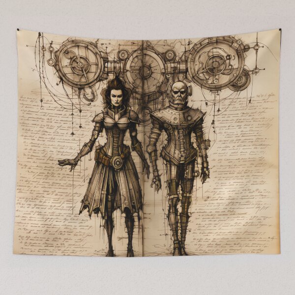 Item preview, Steampunk Drawing Ancient Manuscript designed and sold by BrandonArtWorld.