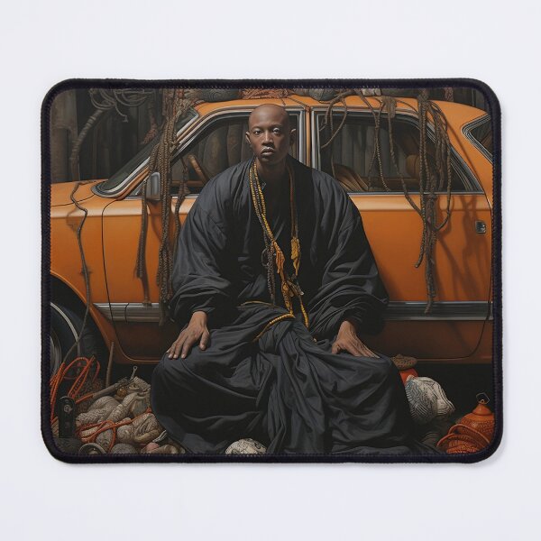 Item preview, Detachment, Black buddhist in black robes detaches from ropes attached to material goods and car designed and sold by jeanfmarc.