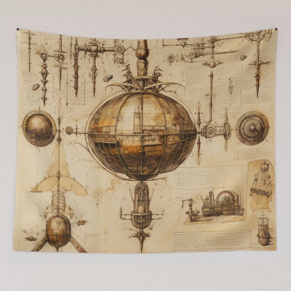 Item preview, Steampunk Drawing Ancient Manuscript designed and sold by BrandonArtWorld.