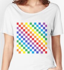 Karierter Regenbogen Loose Fit T-Shirt