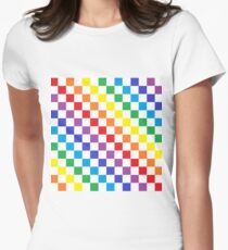 Checkered Rainbow Women's Fitted T-Shirt