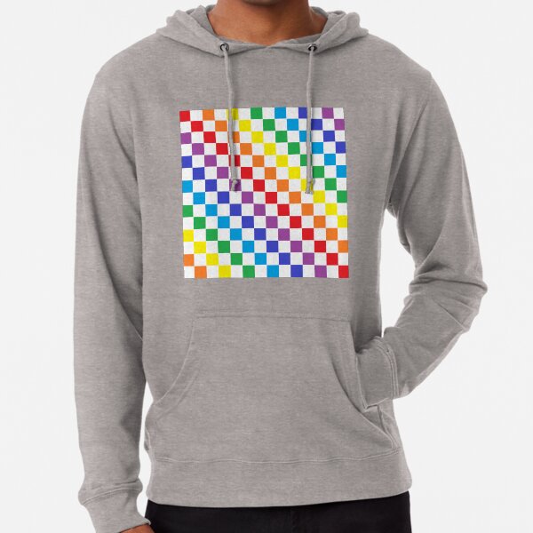 Rainbow checkerboard hoodie clearance
