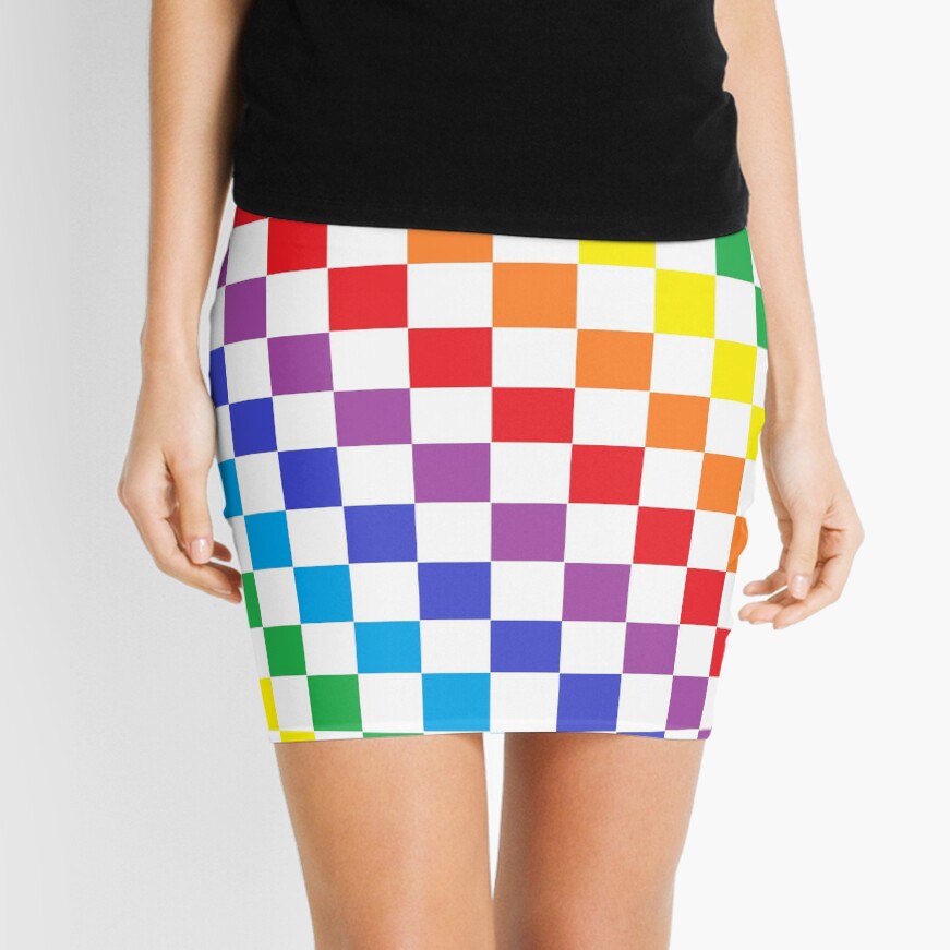 Checkered Rainbow Mini Skirt