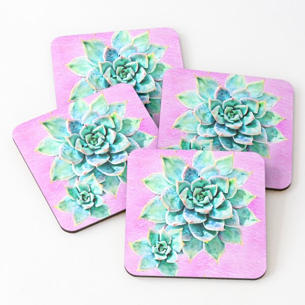 Item preview, Beautiful Pastel Succulents on Pink Background designed and sold by WallabyJelly.