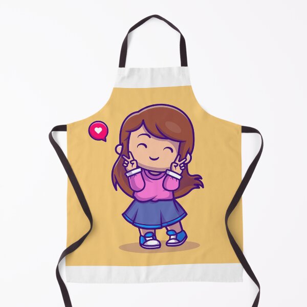 Item preview, Peaceful Gesture: Cute Girl with Peace Sign Cartoon designed and sold by hjian8219.