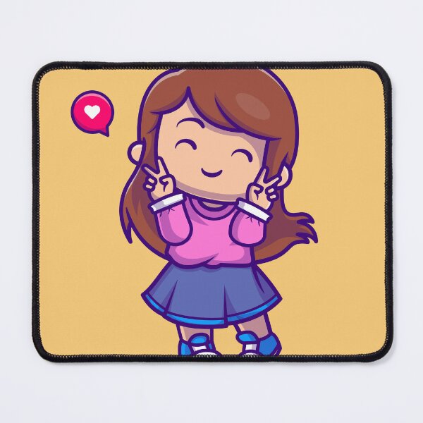 Item preview, Peaceful Gesture: Cute Girl with Peace Sign Cartoon designed and sold by hjian8219.