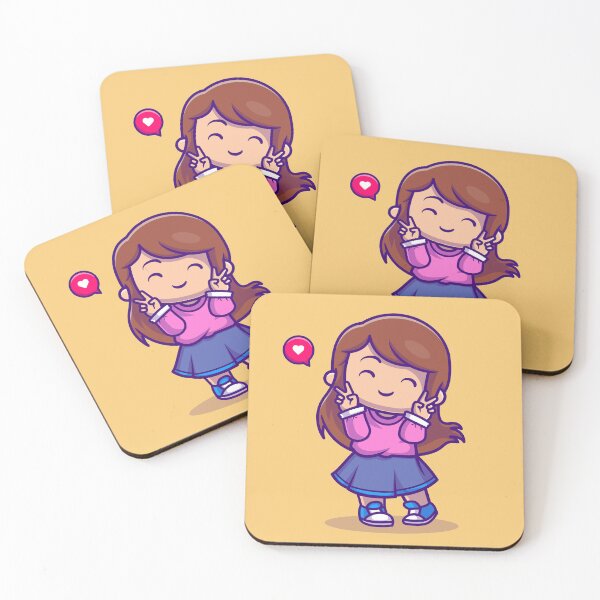 Item preview, Peaceful Gesture: Cute Girl with Peace Sign Cartoon designed and sold by hjian8219.