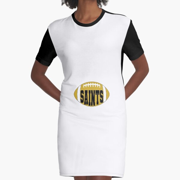 New Orleans Saints Womens Long Sleeve Dress V-Neck T-shirt Dress Loose  Sundress