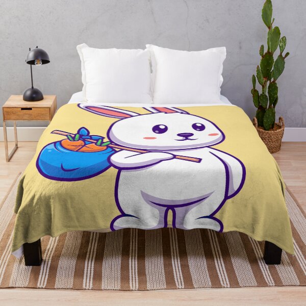 Item preview, Carrot Quest: Cute Rabbit with Carrot Bag Cartoon designed and sold by hjian8219.