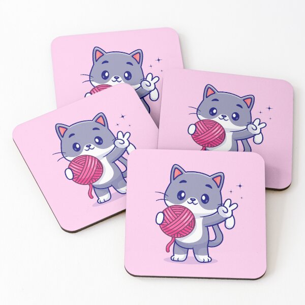 Item preview, Playful Paws: Cute Cat with Yarn Ball Cartoon designed and sold by hjian8219.