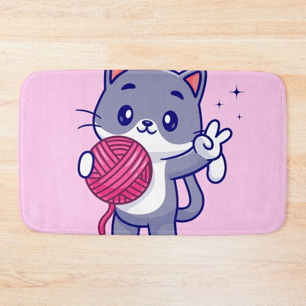 Item preview, Playful Paws: Cute Cat with Yarn Ball Cartoon designed and sold by hjian8219.