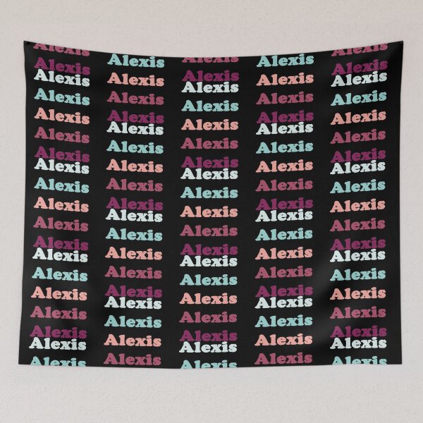 Item preview, Alexis - repeated name light teal, green, apricot,red, burgendy text - 0921 designed and sold by hassan-cummins.