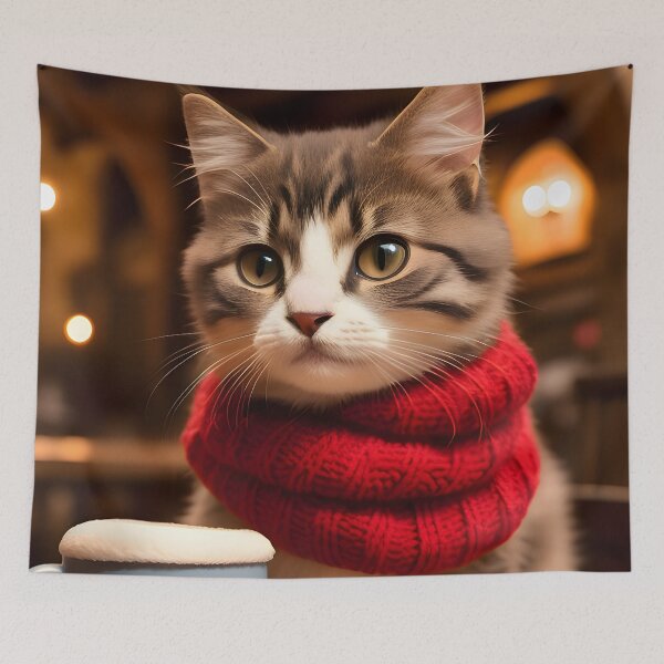 Item preview, Cat with Scarf - Modern Digital Art designed and sold by Ai-michiart.
