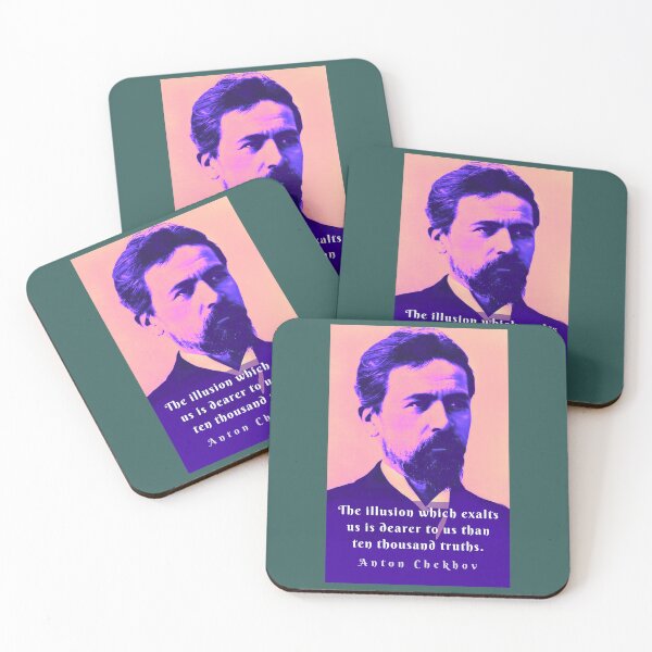 Item preview, Anton Chekhov portrait and  Quote: The illusion which exalts us is dearer to us than ten thousand truths. designed and sold by artbleed.