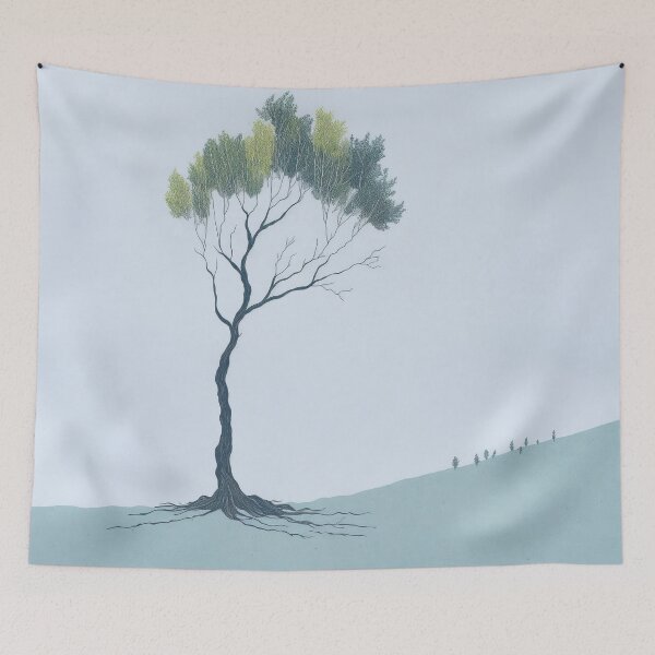 Item preview, Minimalist Tree Nature Landscape Drawing designed and sold by druidwolfart.