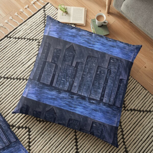 Rain in the city Floor Pillow